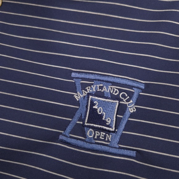 Peter Millar Summer Comfort Polo Shirt Mens XL Navy Striped Maryland Club Open - Picture 3 of 8